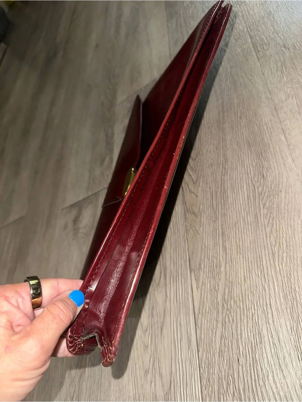 Vtg Burnt Red Leather Business Attaché Portfolio Laptop Case